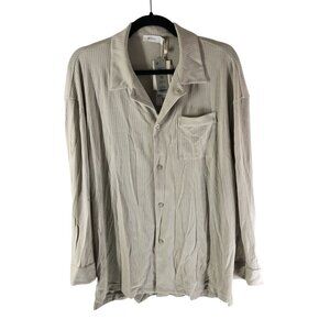 Neiwai Classic Men's Pajama Top Ribbed Pocket Button Front Barley Ivory M